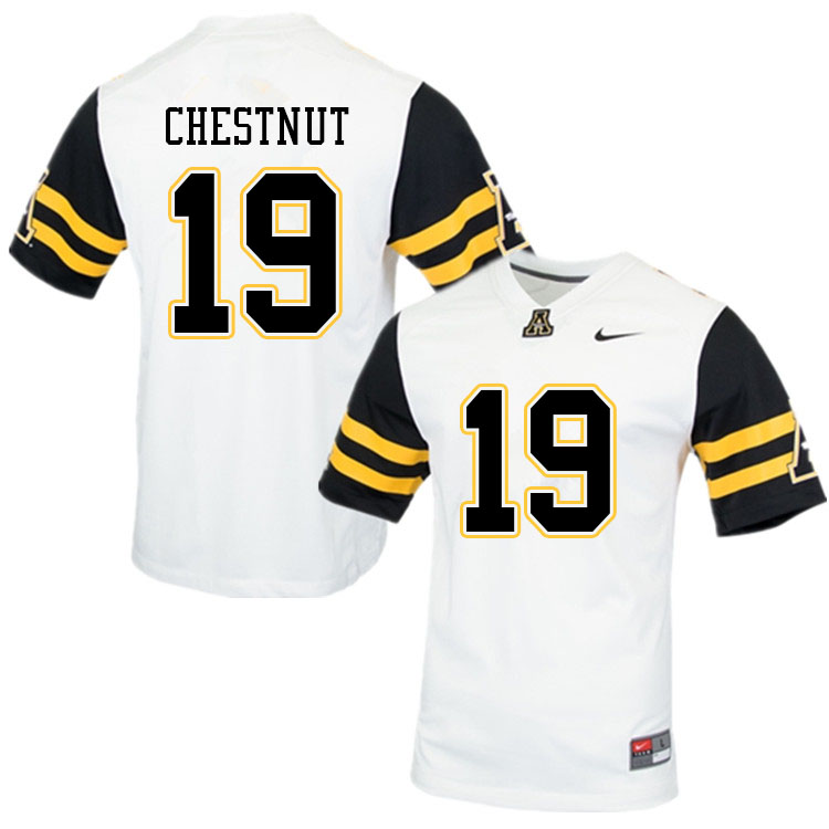Men #19 Austyn Chestnut Appalachian State Mountaineers College Football Jerseys Sale-White - Click Image to Close